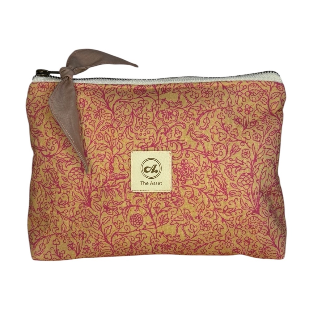 Magenta and Tan Handmade Floral Cosmetic Bag - Picture 6 of 8
